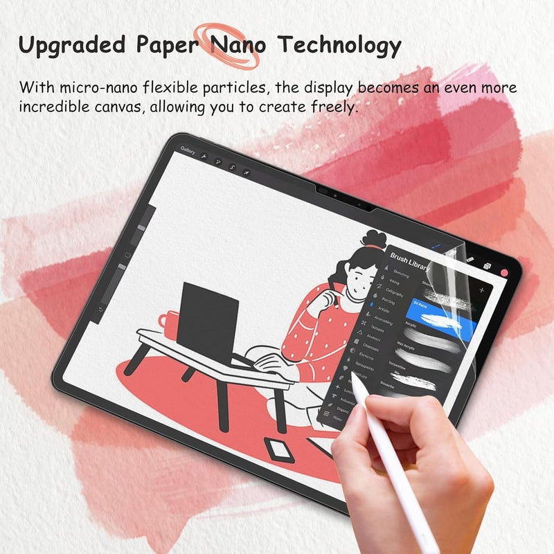bersem 2 Pack New Paperfeel Screen Protector for iPad Air 13 Inch M3 2025 / M2 2024 & iPad Pro 13 Inch M5 2025 / M4 2024, Matte PET Film for Writing, Anti-Glare, Easy Installation, Case Friendly - Image 4